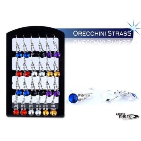 PENDIENTES C/RHINESTONES COLOR ESP 12 PC