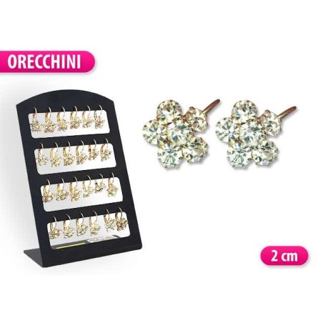 ORECCHINI C/FIORE STRASS ESP 12 PZ.  NS