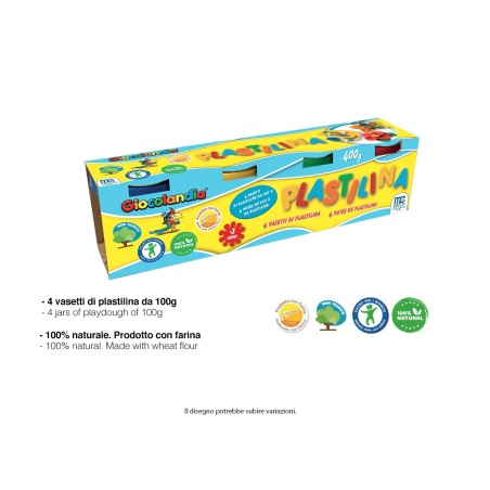 4 TARROS DE PLASTILINA 100 GR