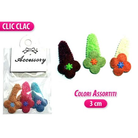 CLIC CLAC 3 PZ. TESSUTO CON FIORE