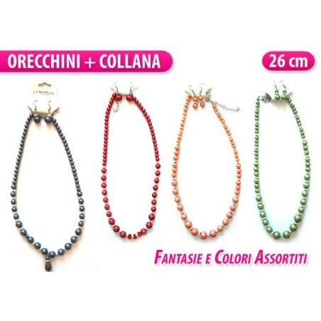 COLLANA E ORECCHINI PERLE COLORI ASSORTI