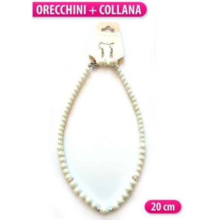 COLLANA E ORECCHINI CON PERLE BIANCHE