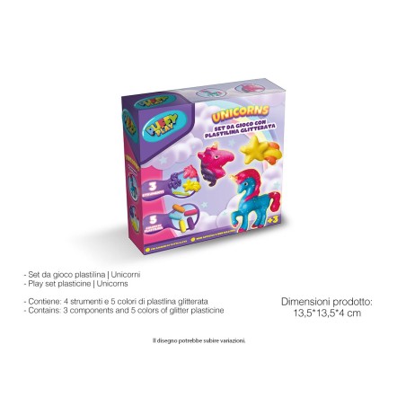 CAJA DE PLASTILINA 13 * 13 UNICORNIO